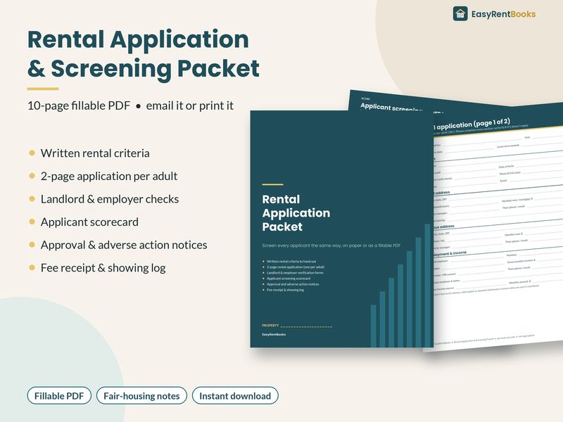 Preview of the Rental Application & Screening Packet template
